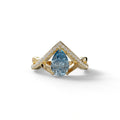 2 Carat Blue Pear Cut Tear Drop Lab Diamond Ring - Glamly - 10K Solid Gold / Yellow Gold