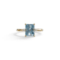 2 Ct Fancy Vivid Blue Radiant Cut Lab Grown Diamond Engagement Ring | Space-Chanel Setting - Elaria