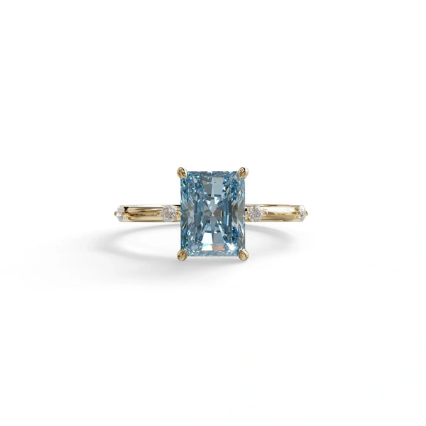 2 Carat Blue Lab Grown Diamond Engagement Ring – Radiant Cut Channel | Elaria