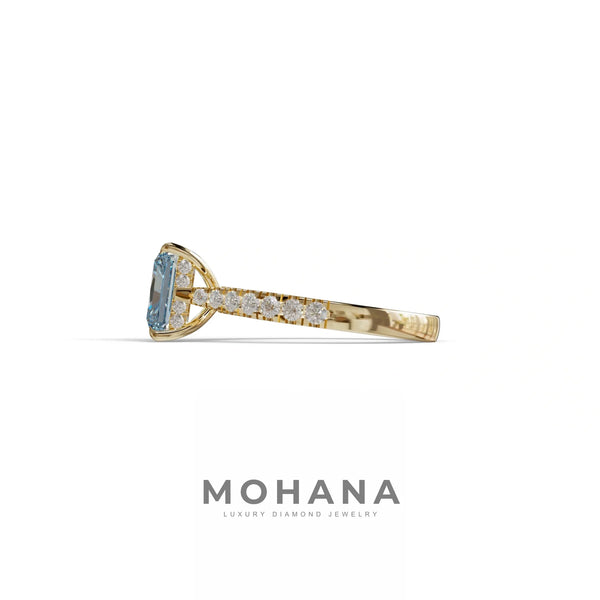 2 Carat Blue Lab Grown Diamond Engagement Ring – Radiant Cut Halo & Pavé alternate view