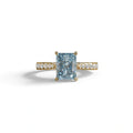 2 Carat Blue Radiant Cut Halo & Pave Lab Grown Diamond Ring- Asphalt