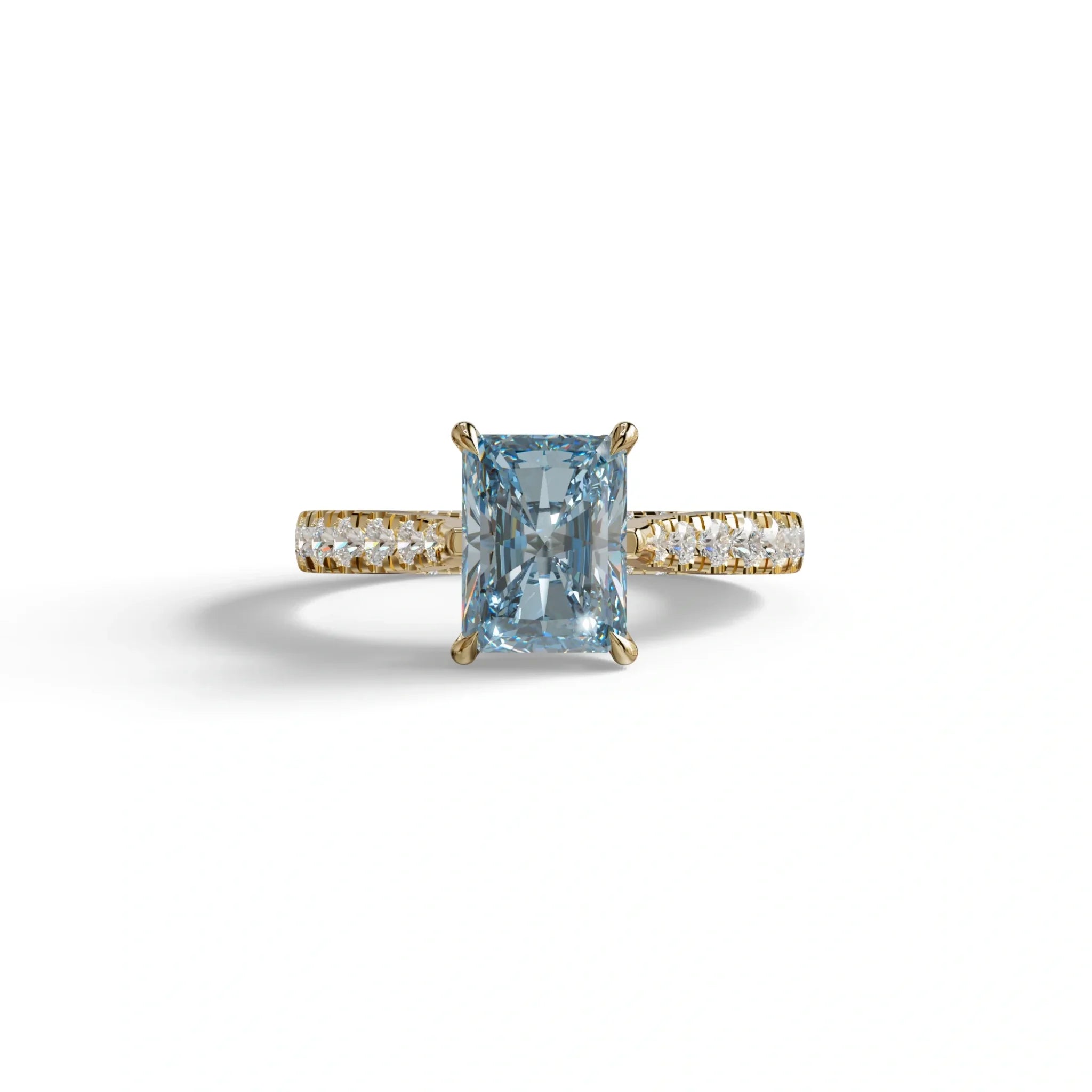 2 Carat Blue Radiant Cut Halo & Pave Lab Grown Diamond Ring- Asphalt