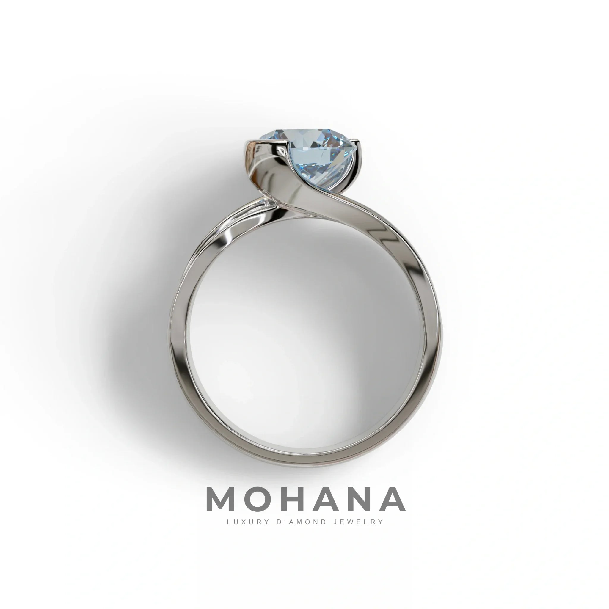 2 Carat Blue Round Shaped Channel Set Lab Diamond Engagement Ring - Avonlea