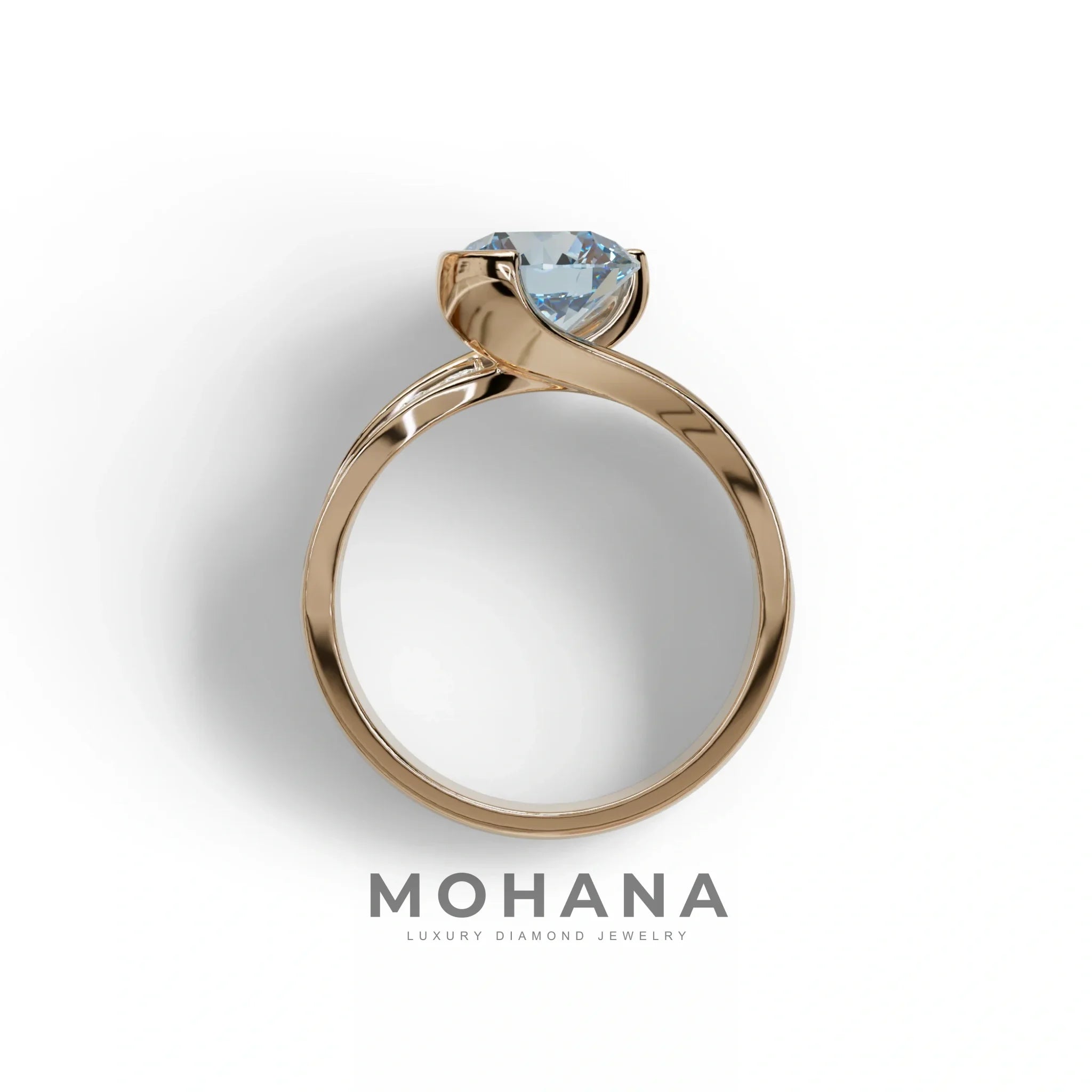 2 Carat Blue Round Shaped Channel Set Lab Diamond Engagement Ring - Avonlea