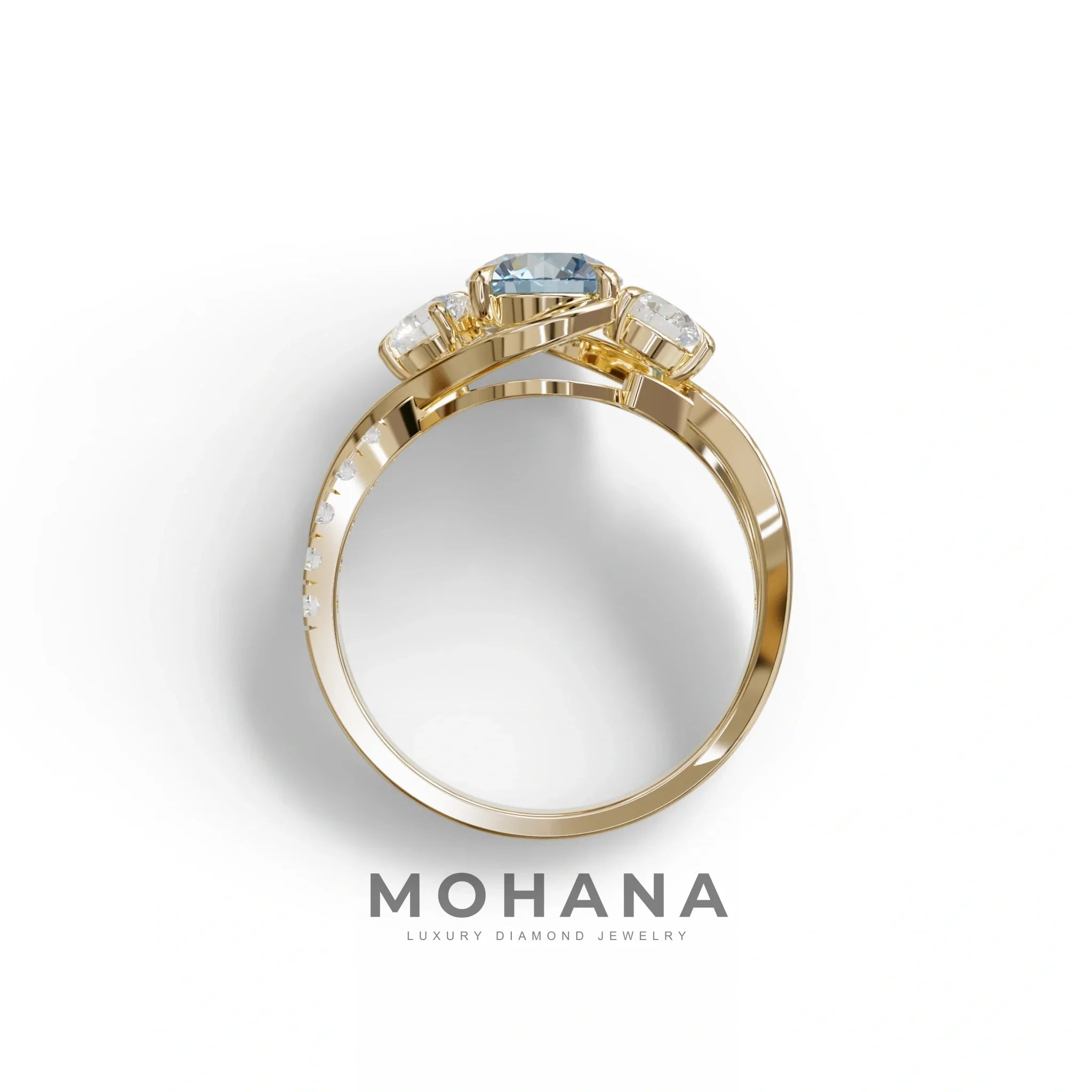 2 Carat Blue Lab Grown Diamond Round Engagement Ring - Giverny