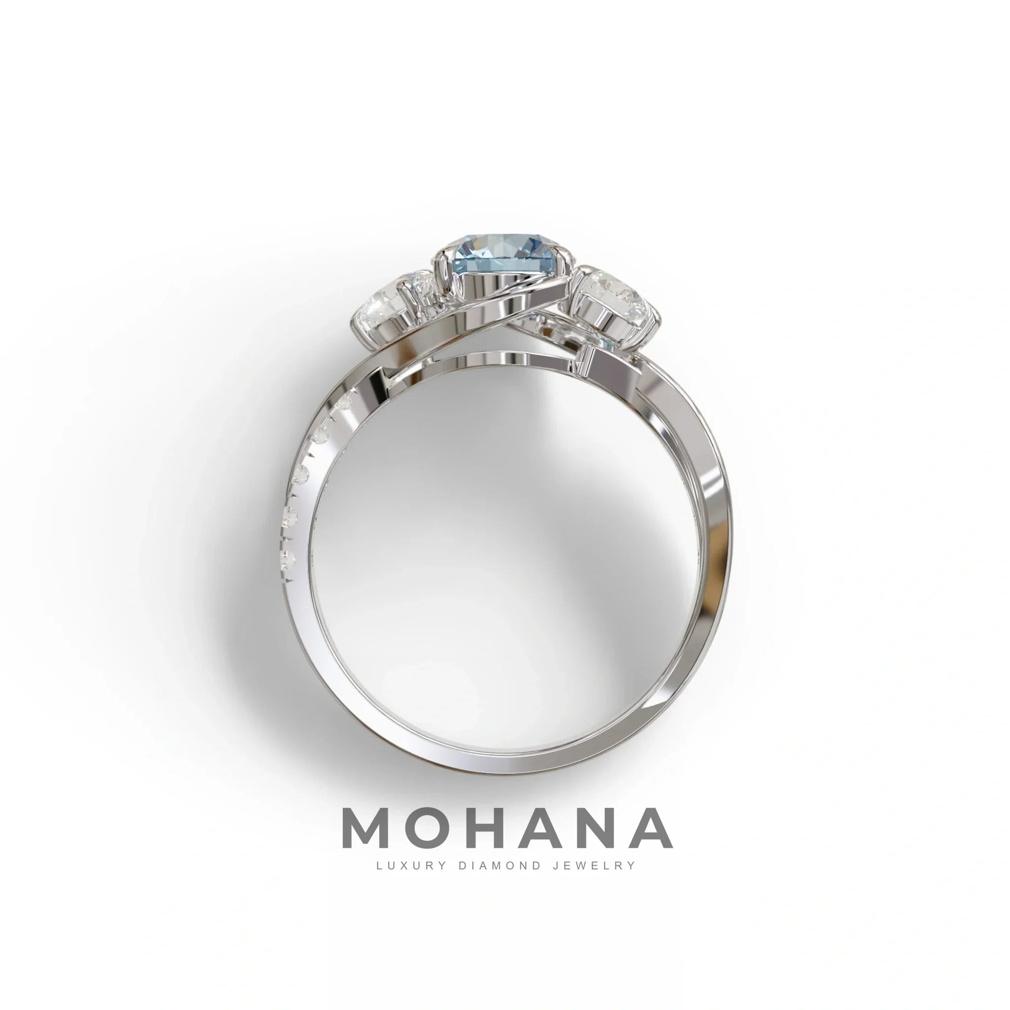 2 Carat Blue Lab Grown Diamond Round Engagement Ring - Giverny