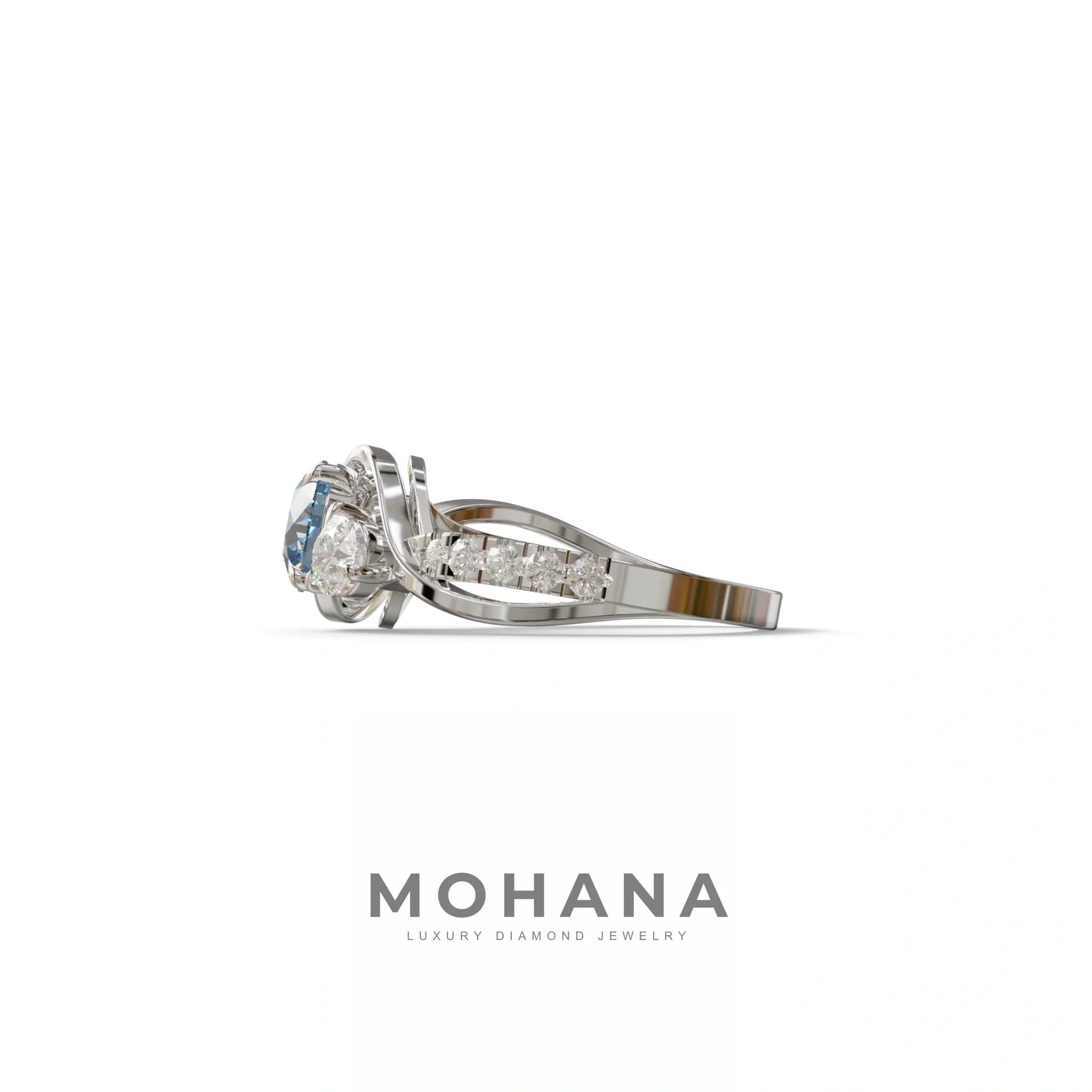 2 Carat Blue Lab Grown Diamond Round Engagement Ring - Giverny