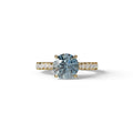 2 Carat Round Cut Blue Lab Grown Diamond Engagement Ring | Hidden Halo & Pave - Brilliant - 10K Solid Gold / Yellow Gold