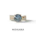 2 Carat Blue Round Cut Hidden Halo Lab & Pave Lab Diamond Ring - Je t’aime - 10K Solid Gold / Yellow Gold