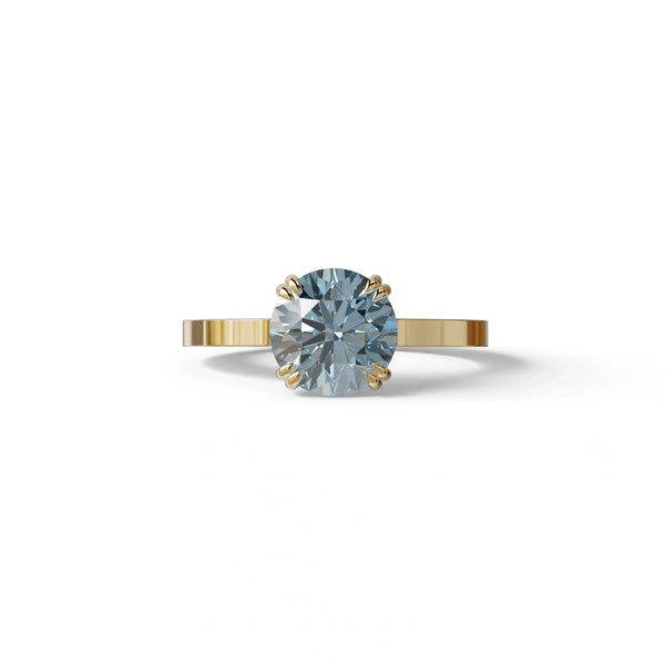 2 Carat Blue Lab Grown Diamond Engagement Ring – Round Cut Hidden Halo | Maeve