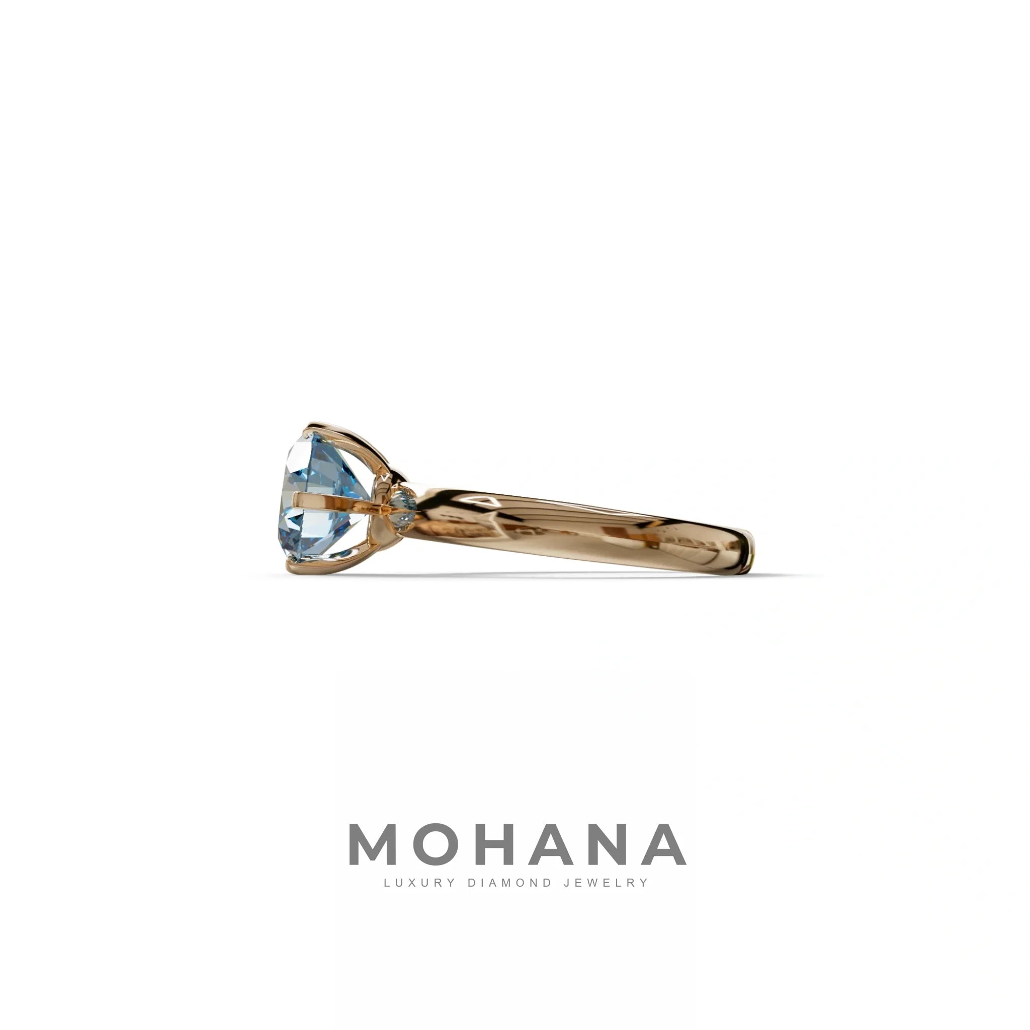 2 Carat Blue Round Cut Solitaire Lab Diamond Ring - Fury