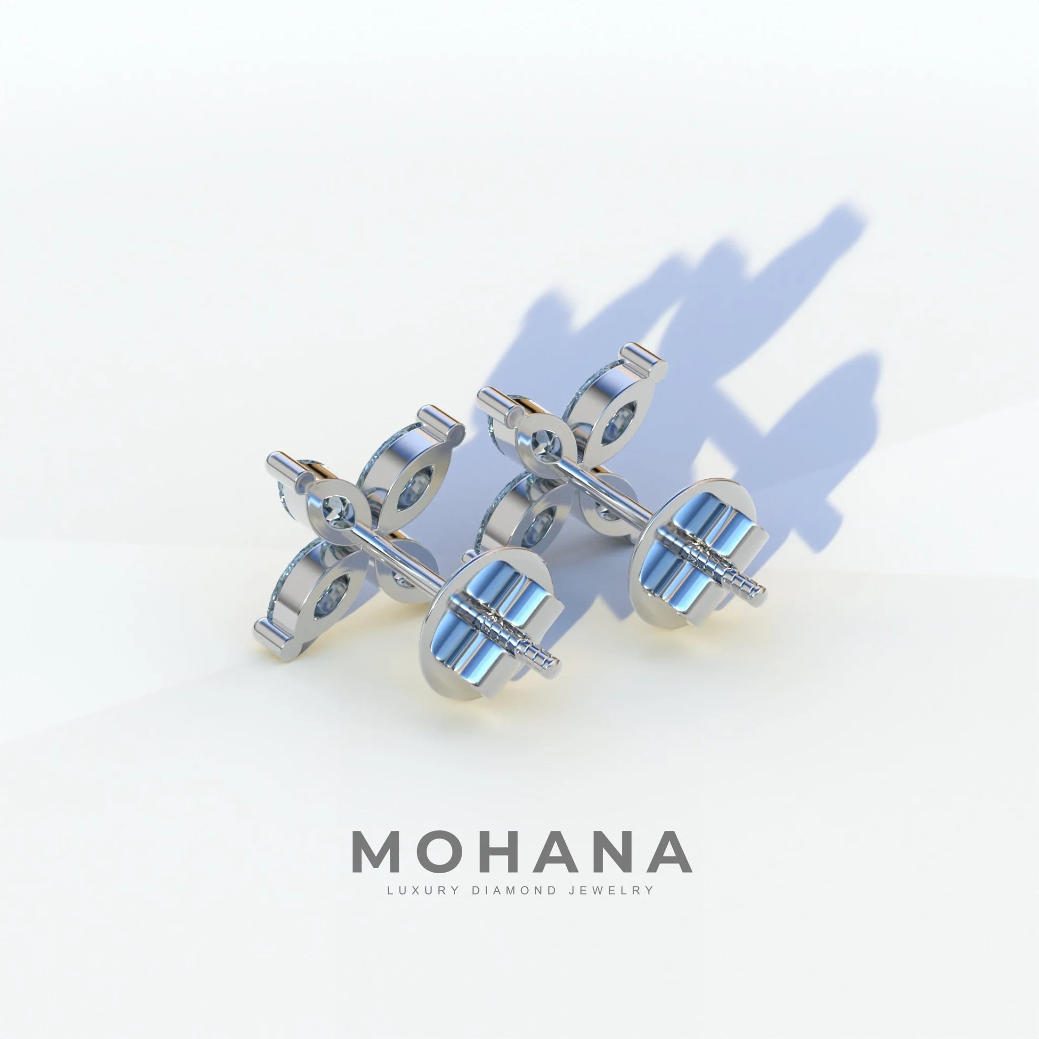 2 Carat Blue Marquise Cut Lab Grown Diamond Stud Earrings - Maria Tash