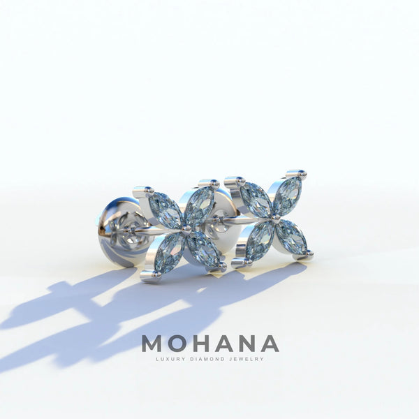 2 Carat Blue Lab Grown Diamond Stud Earrings – Marquise Cut Halo | Maria Tash alternate view