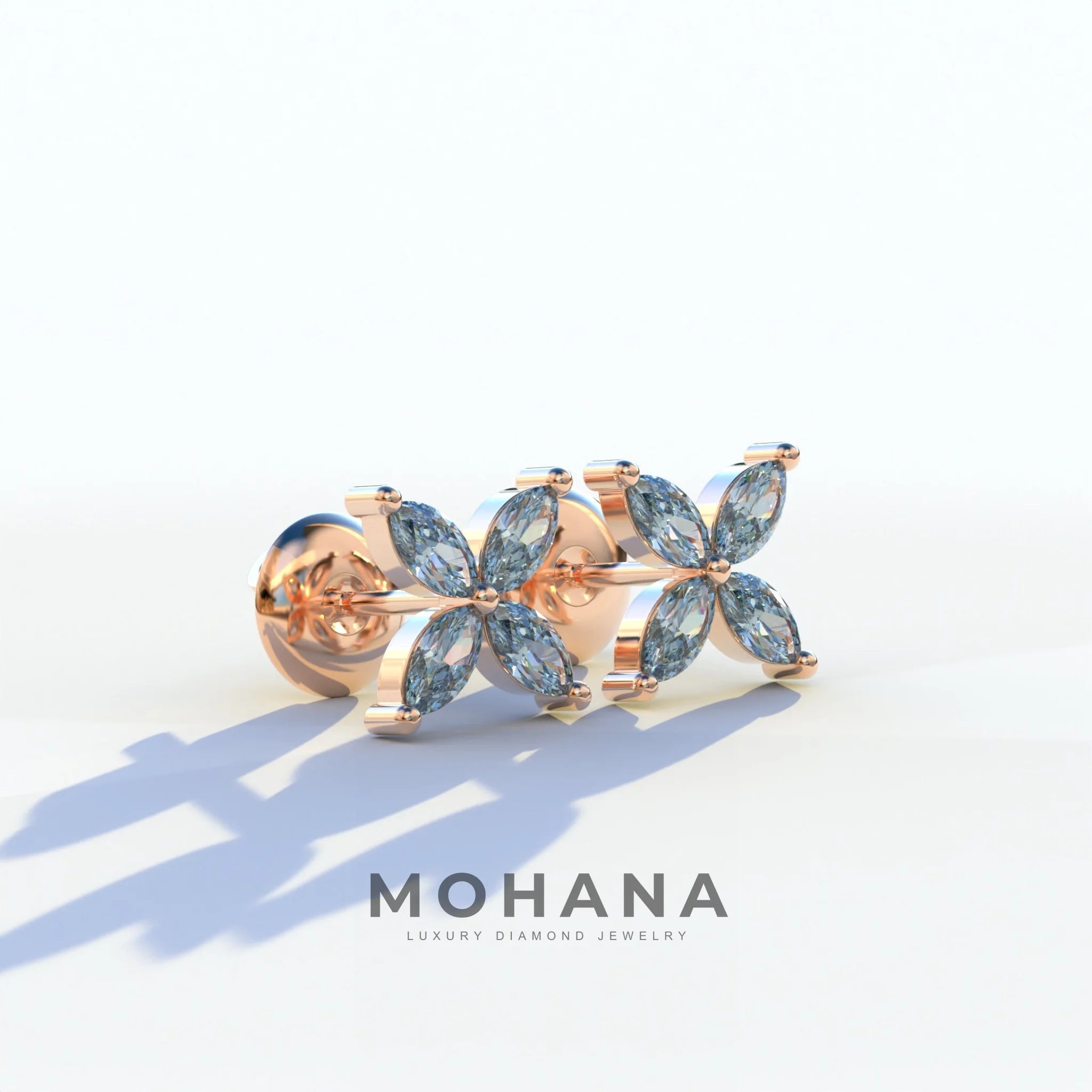 2 Carat Blue Marquise Cut Lab Grown Diamond Stud Earrings - Maria Tash