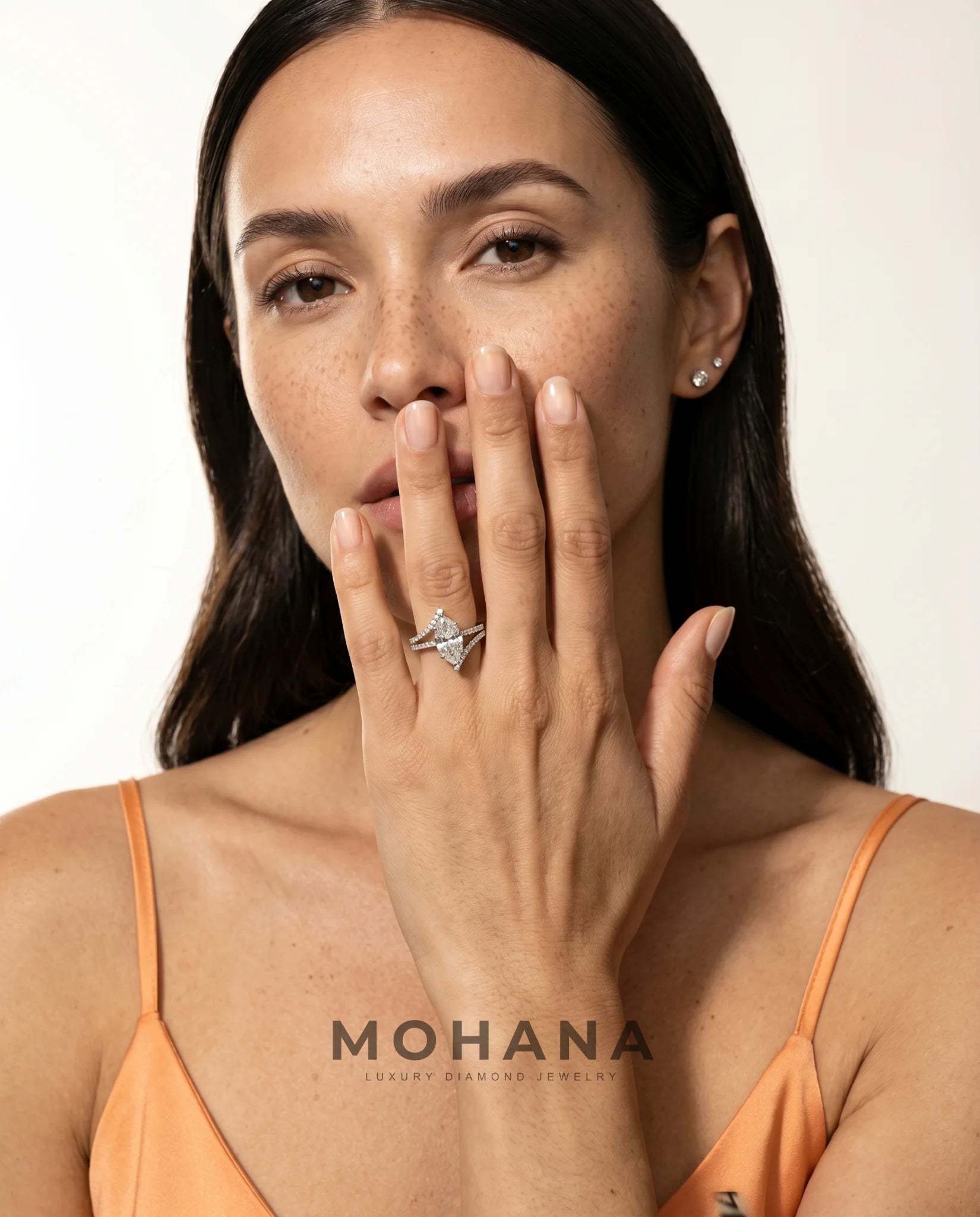 Ready to Ship 2 Carat Colorless Marquise Cut Pavé Split Shank White Gold Diamond Ring — view 7