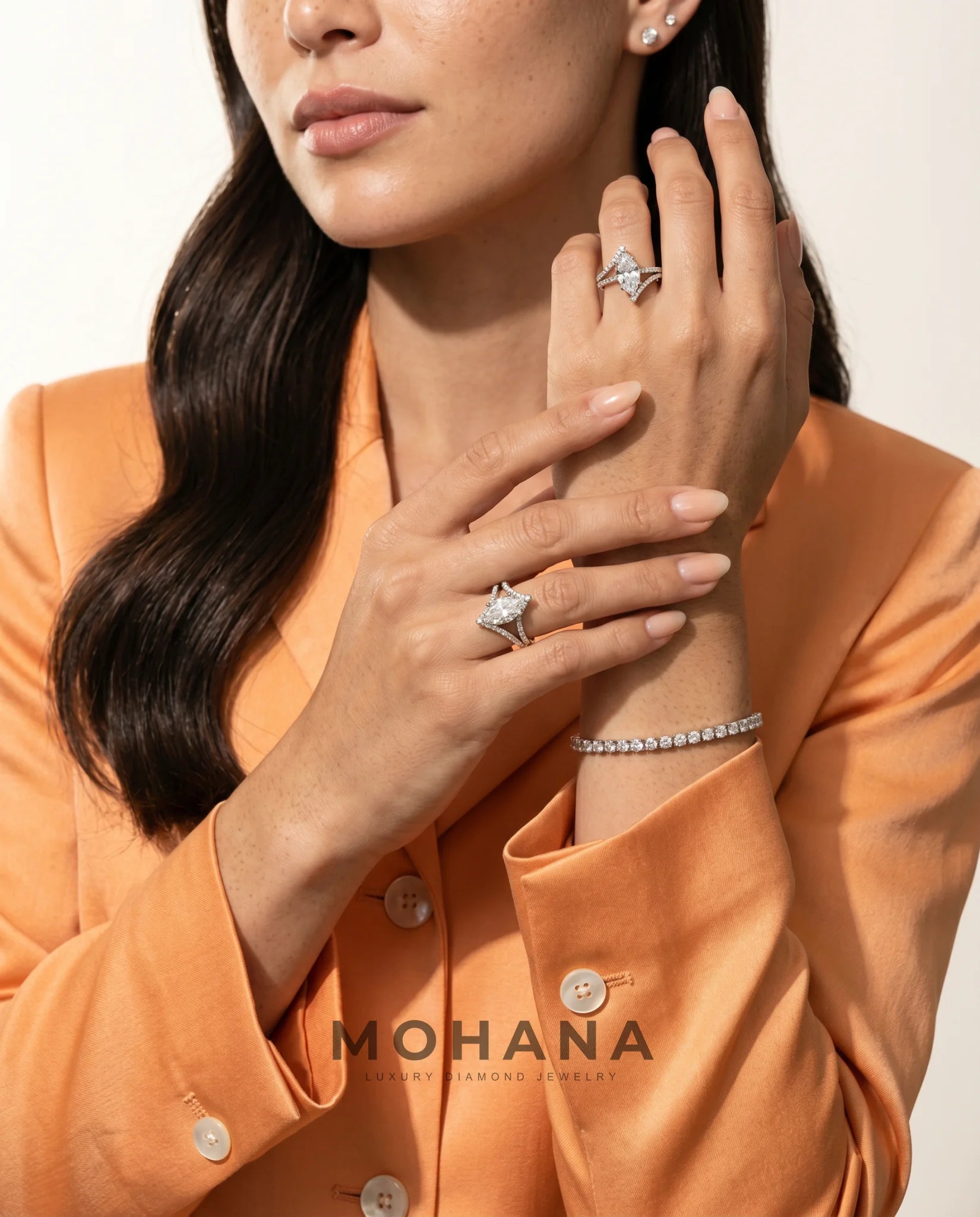 Ready to Ship 2 Carat Colorless Marquise Cut Pavé Split Shank White Gold Diamond Ring — view 11