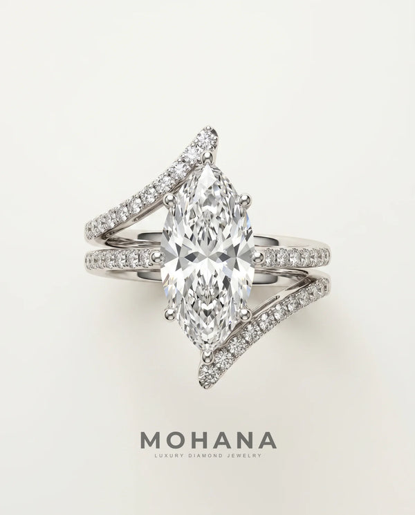 2 Carat Colorless Lab Grown Diamond Engagement Ring · Marquise Cut with Pavé Split Shank alternate view