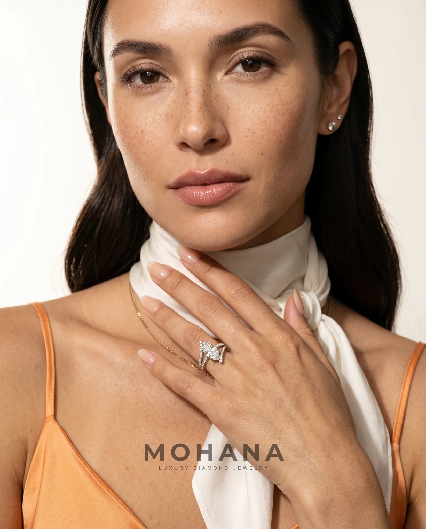Ready to Ship 2 Carat Colorless Marquise Cut Pavé Split Shank White Gold Diamond Ring — view 9