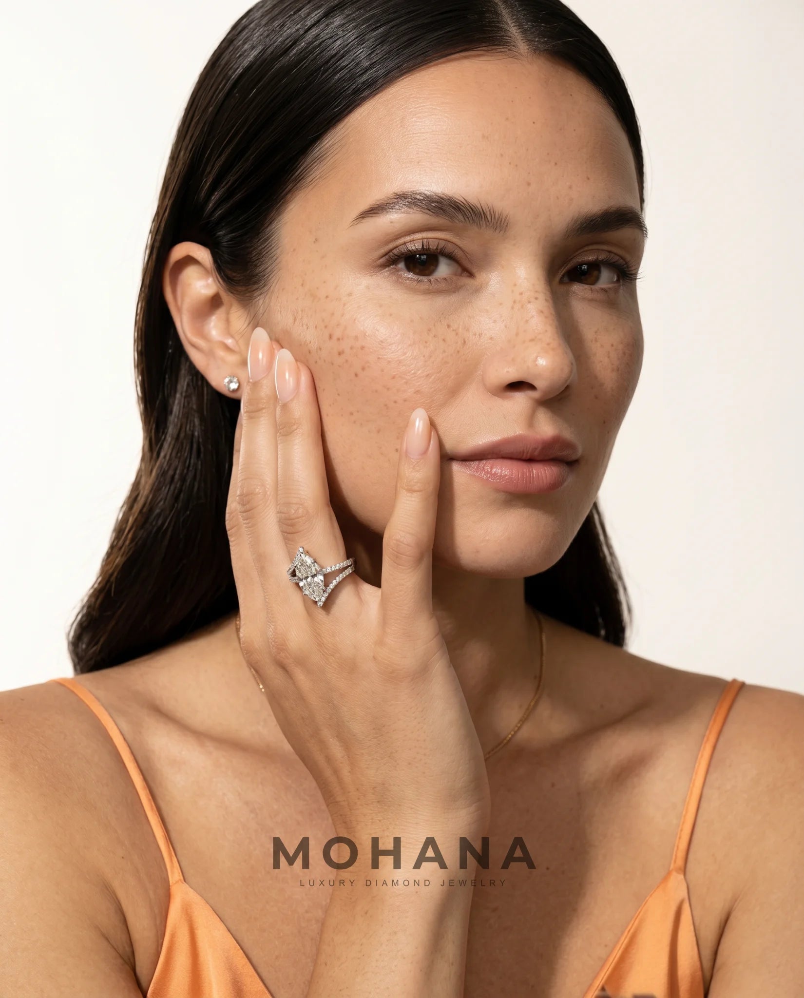 Ready to Ship 2 Carat Colorless Marquise Cut Pavé Split Shank White Gold Diamond Ring — view 6