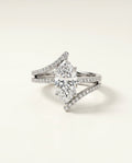 Ready to Ship 2 Carat Colorless Marquise Cut Pavé Split Shank White Gold Diamond Ring — view 1