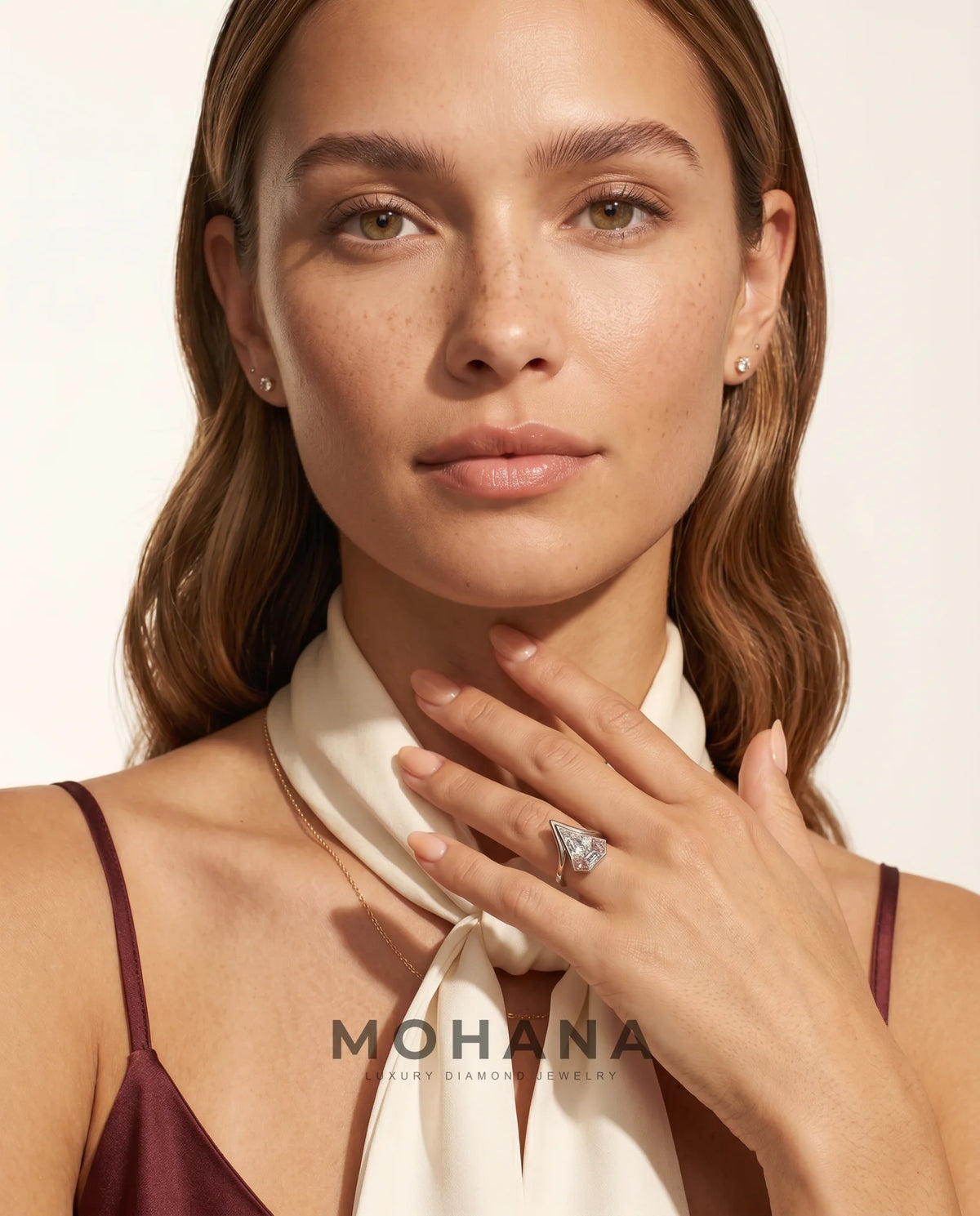 2 Carat Colorless Pentagonal Step Cut Pink Accent White Gold Diamond Ring — view 13