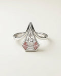 2 Carat Colorless Pentagonal Step Cut Pink Accent White Gold Diamond Ring — view 5