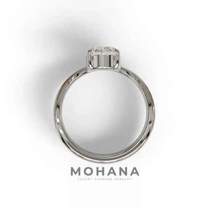 2 Carat E VVS Oval Cut Lab Grown Diamond Ring | Curve Setting - Brilliance