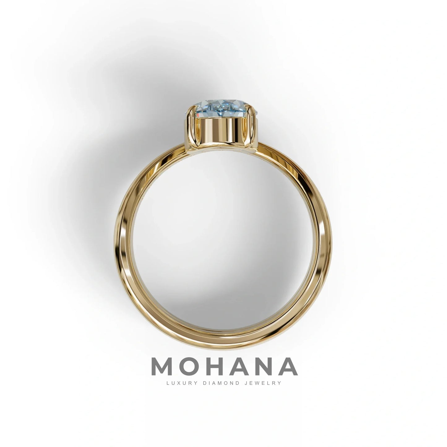 2 Carat Fancy Blue Oval Cut Lab Grown Diamond Ring | Curve Setting - Brilliance