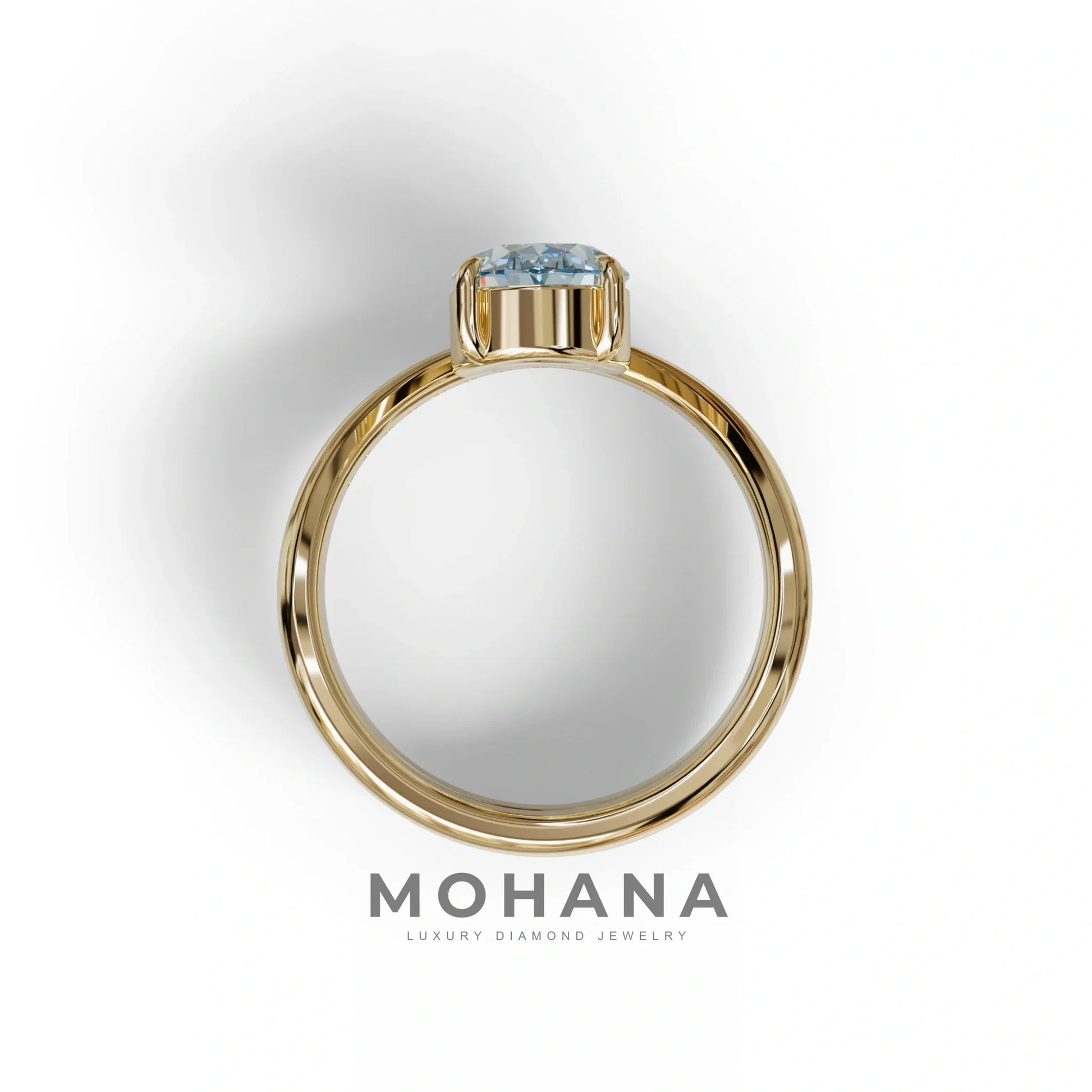 2 Carat Fancy Blue Oval Cut Lab Grown Diamond Ring | Curve Setting - Brilliance