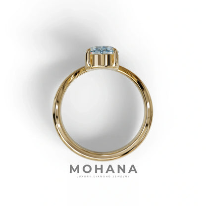 2 Carat Fancy Blue Oval Cut Lab Grown Diamond Ring | Curve Setting - Brilliance