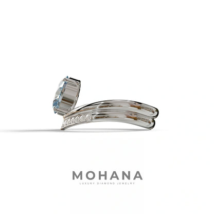 2 Carat Fancy Blue Oval Cut Lab Grown Diamond Ring | Curve Setting - Brilliance