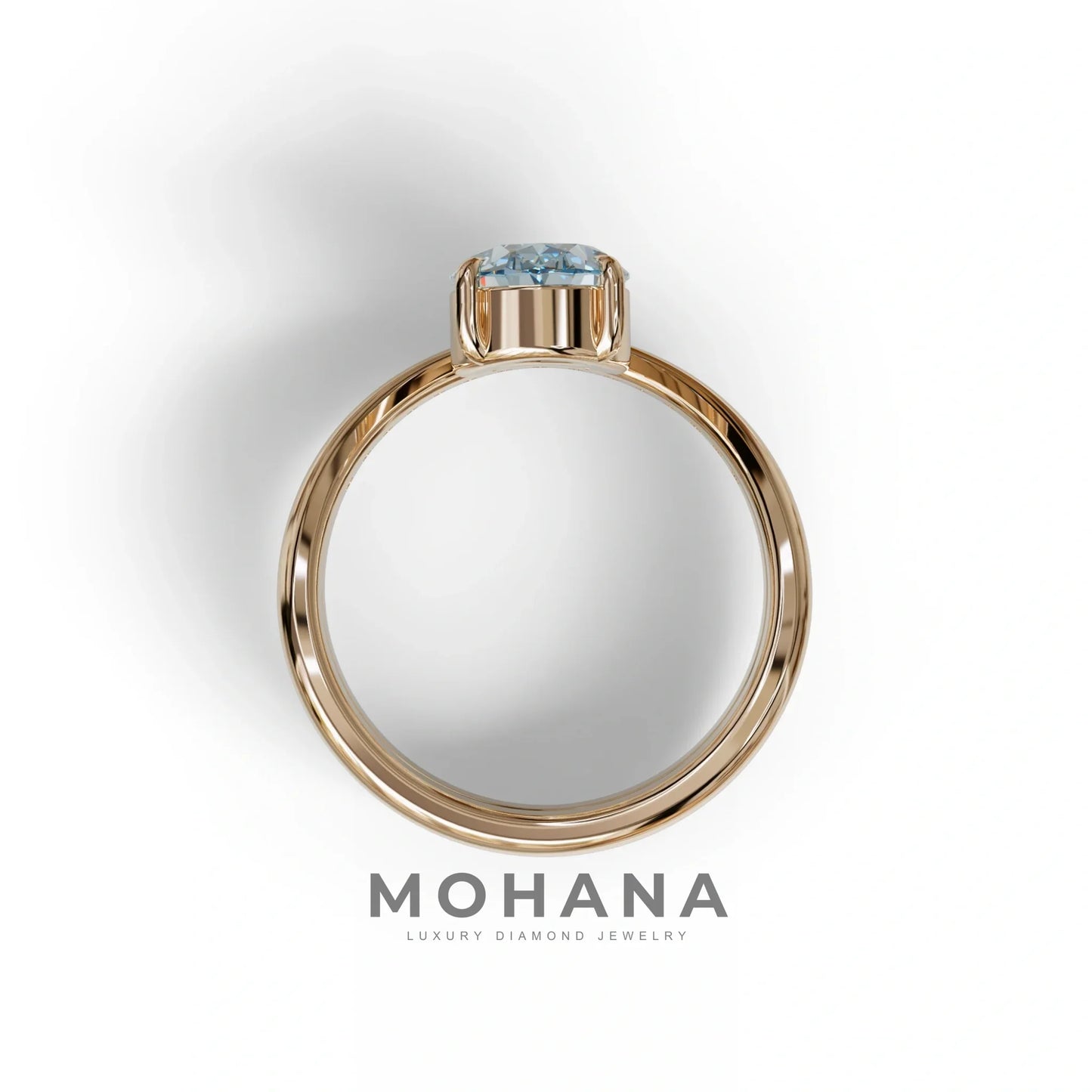 2 Carat Fancy Blue Oval Cut Lab Grown Diamond Ring | Curve Setting - Brilliance