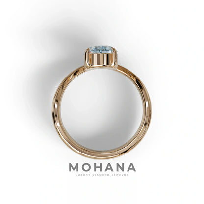 2 Carat Fancy Blue Oval Cut Lab Grown Diamond Ring | Curve Setting - Brilliance