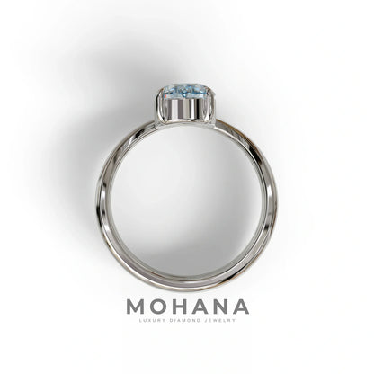 2 Carat Fancy Blue Oval Cut Lab Grown Diamond Ring | Curve Setting - Brilliance