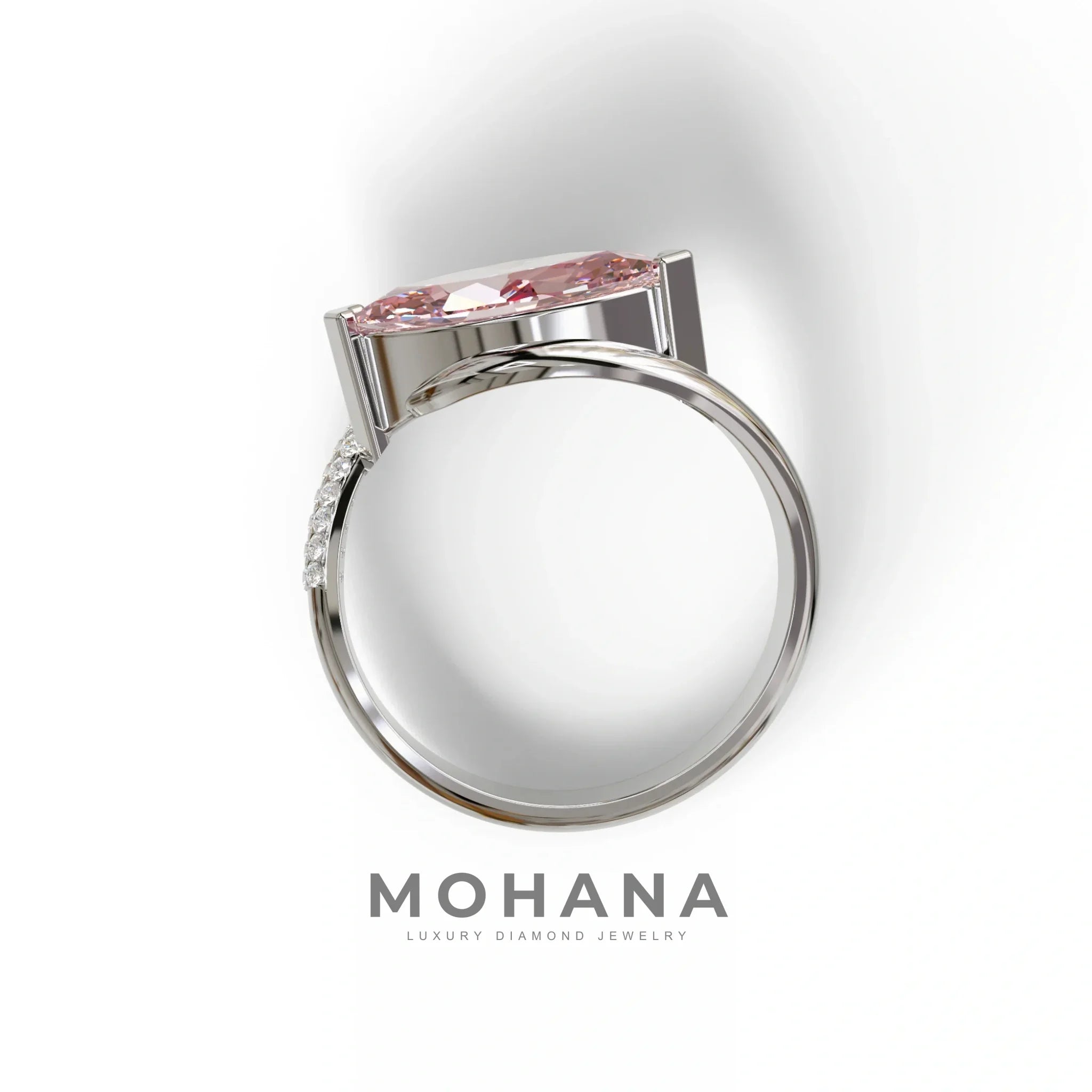 2 Carat Fancy Intense Pink marquise Cut lab grown Diamond Engagement Ring - Maya