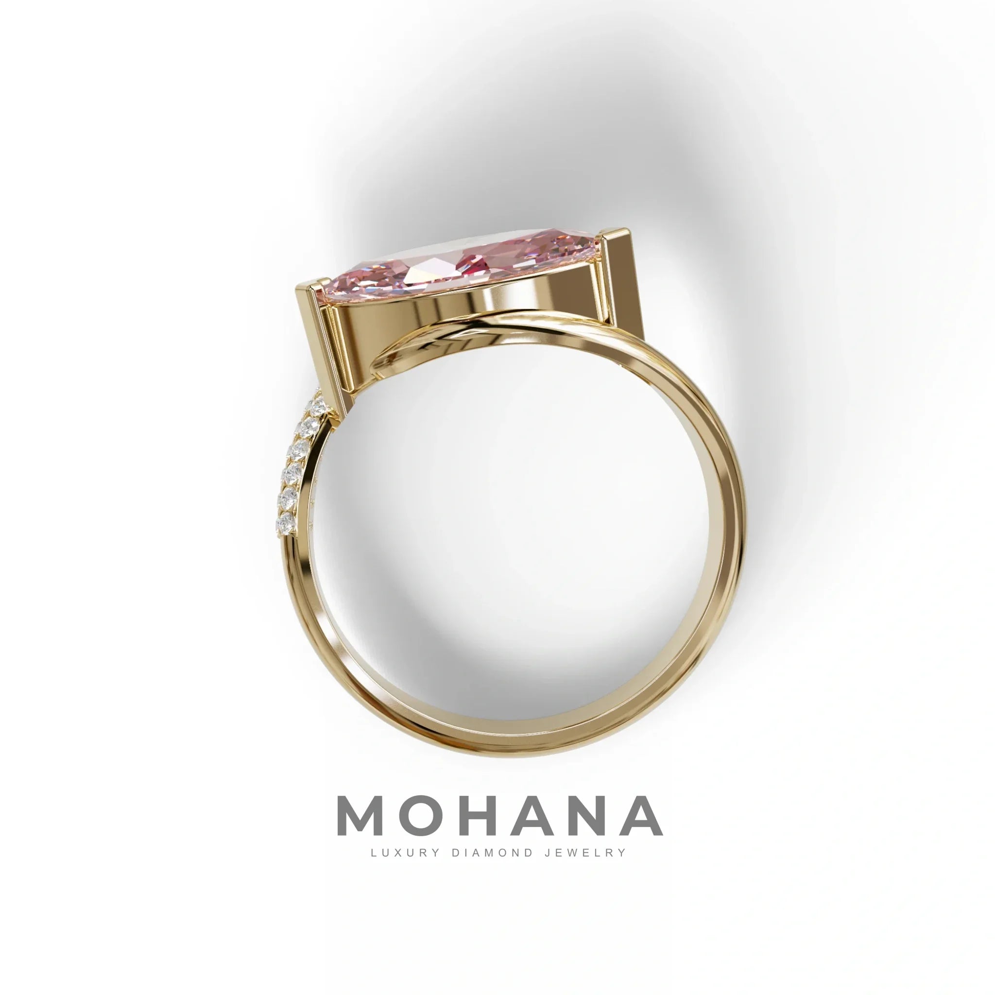 2 Carat Fancy Intense Pink marquise Cut lab grown Diamond Engagement Ring - Maya