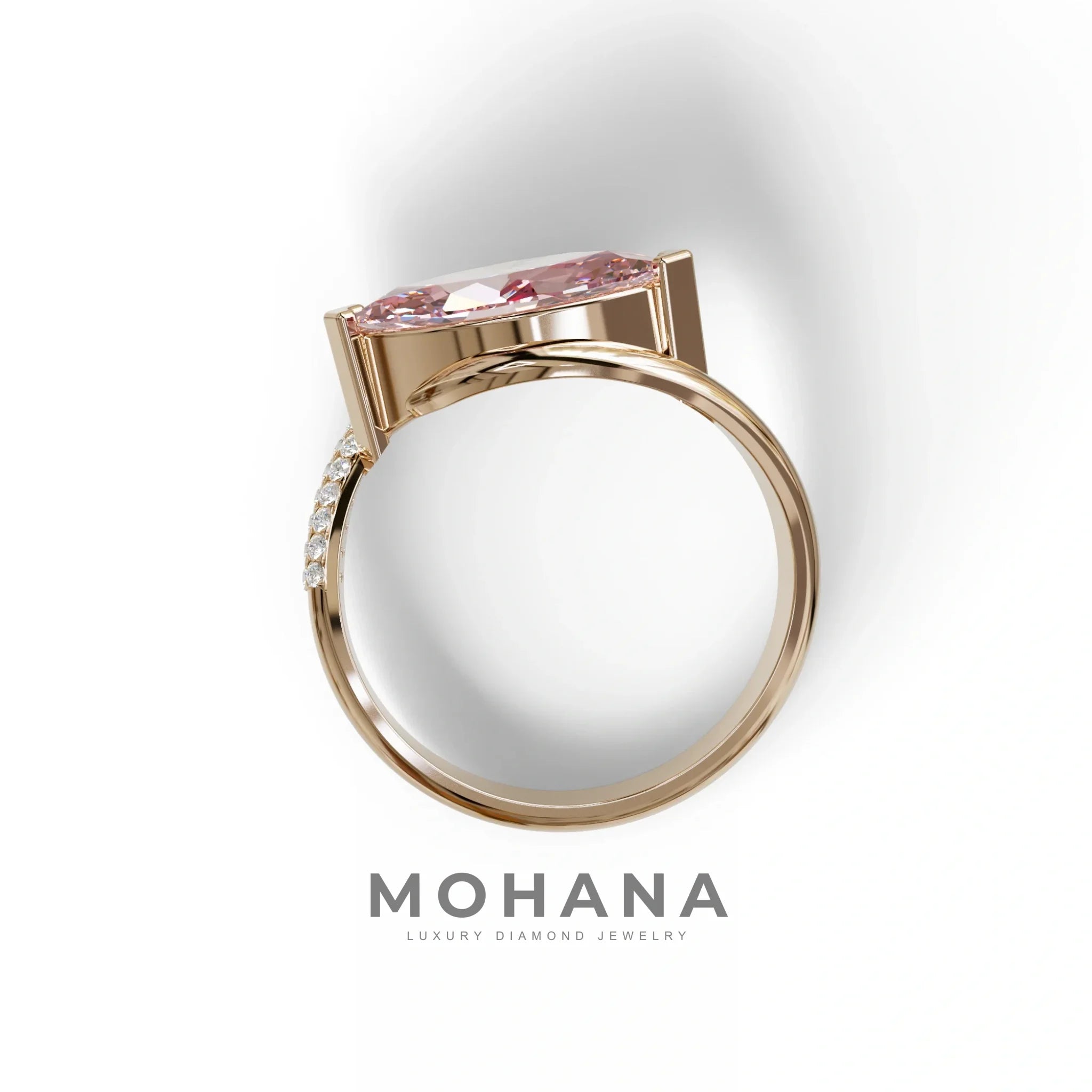 2 Carat Fancy Intense Pink marquise Cut lab grown Diamond Engagement Ring - Maya