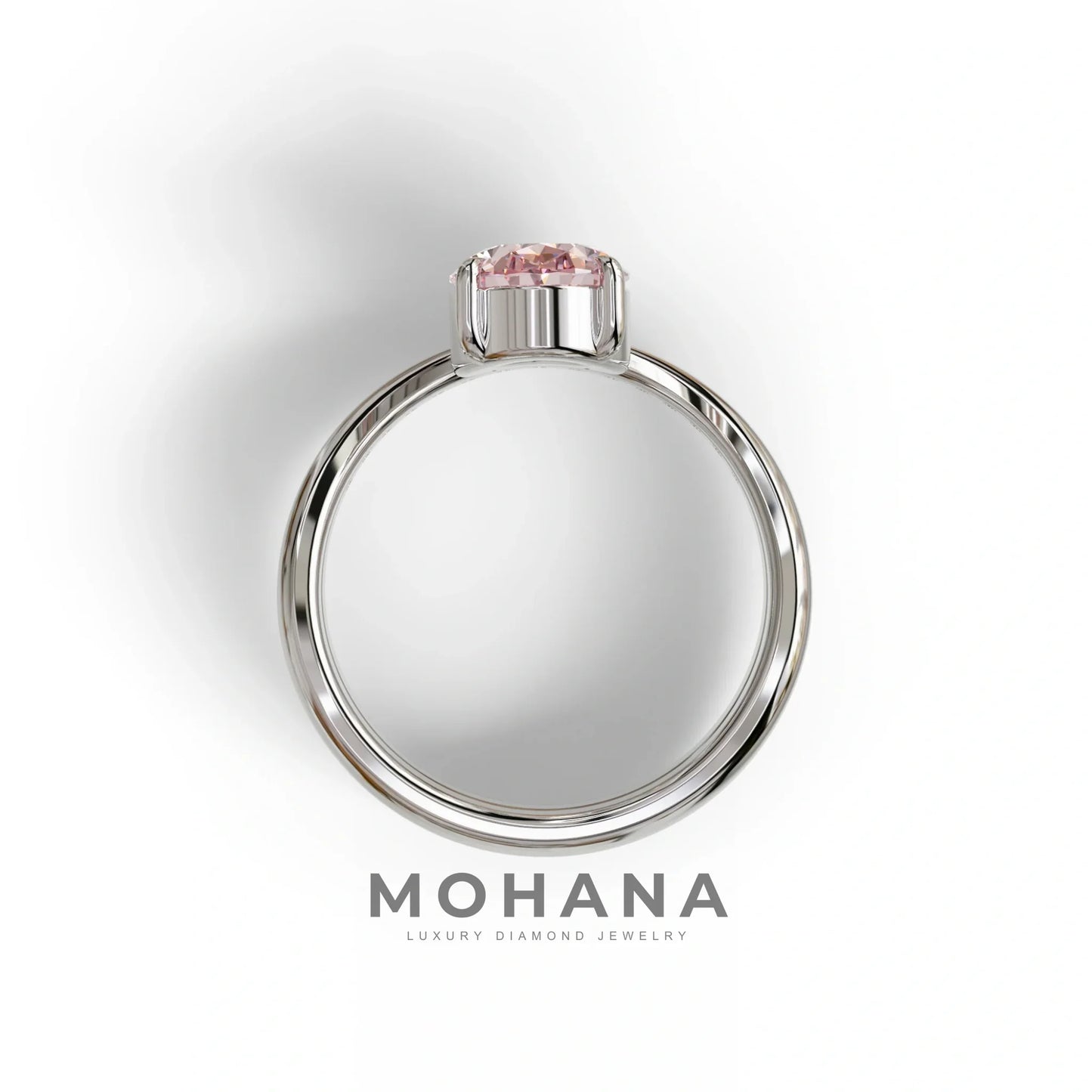 2 Carat Fancy Intense Pink Oval Cut Lab Grown Diamond Ring | Curve Setting - Brilliance