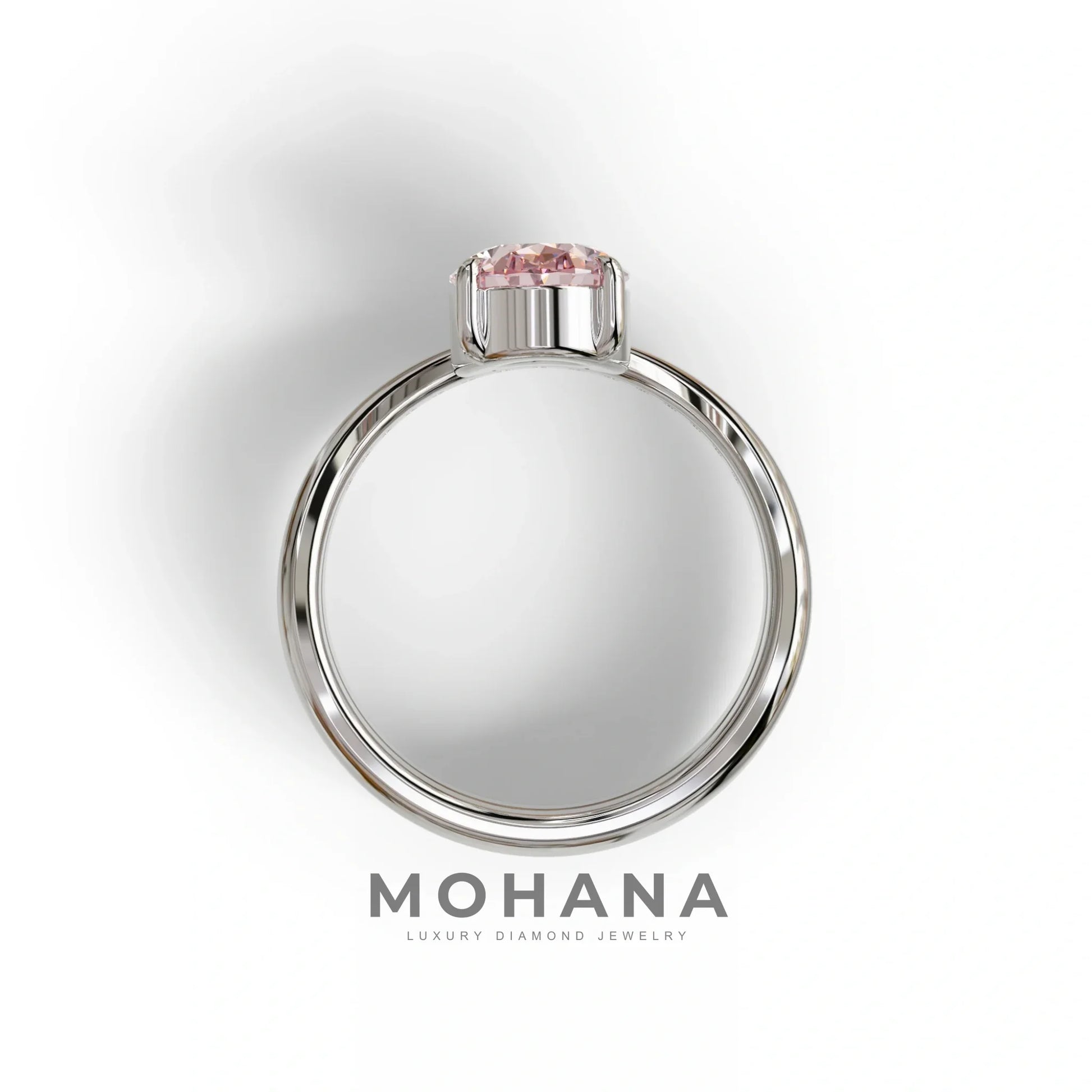 2 Carat Fancy Intense Pink Oval Cut Lab Grown Diamond Ring | Curve Setting - Brilliance