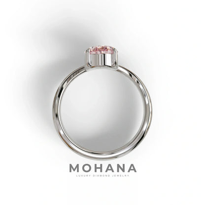 2 Carat Fancy Intense Pink Oval Cut Lab Grown Diamond Ring | Curve Setting - Brilliance