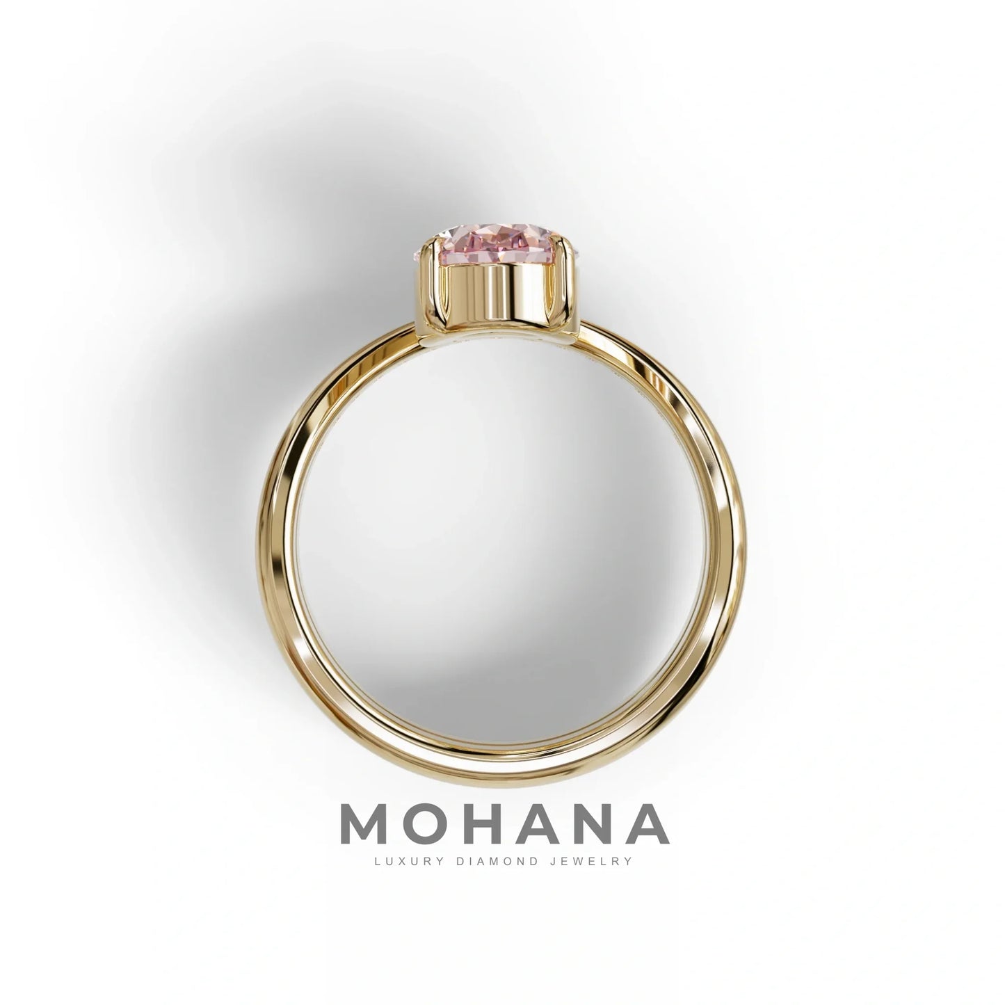 2 Carat Fancy Intense Pink Oval Cut Lab Grown Diamond Ring | Curve Setting - Brilliance