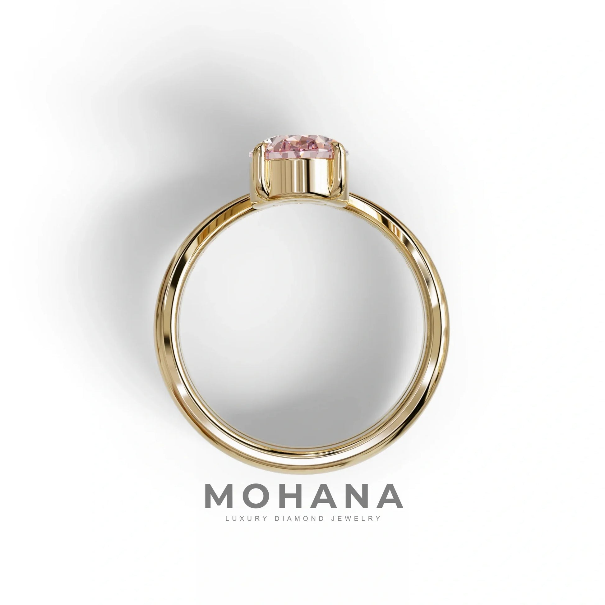 2 Carat Fancy Intense Pink Oval Cut Lab Grown Diamond Ring | Curve Setting - Brilliance