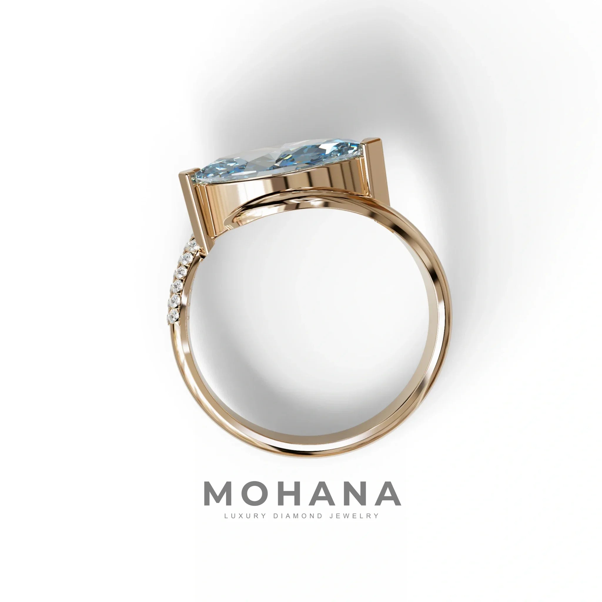 2 Carat Fancy Vivid Blue Marquise Cut Lab Grown Diamond Engagement Ring - Maya