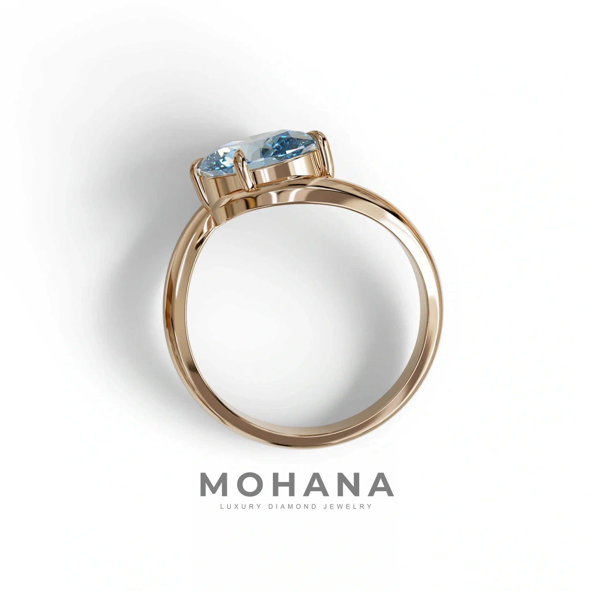 2 Carat Fancy Vivid Blue Oval Cut Lab Diamond Ring - Estella