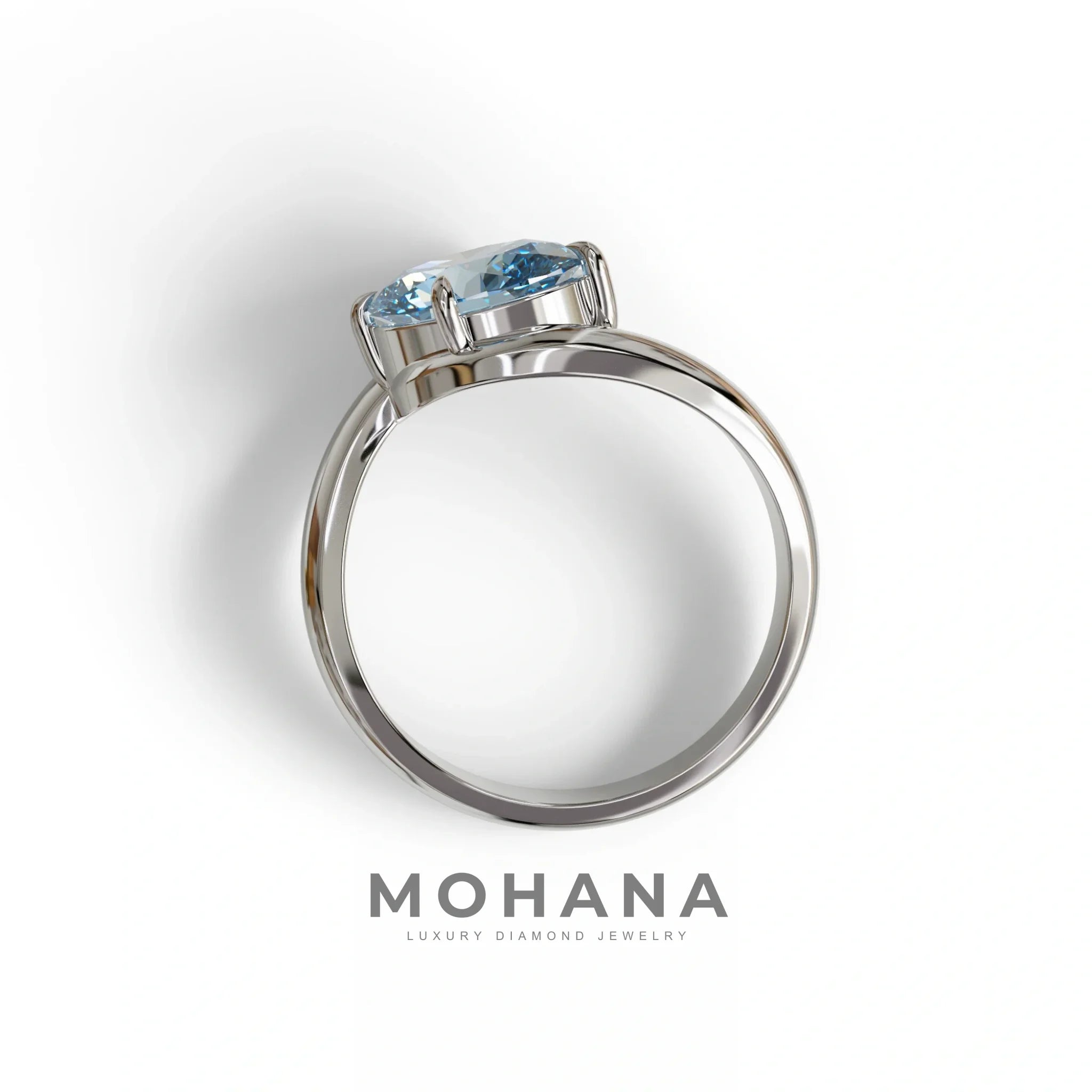 2 Carat Fancy Vivid Blue Oval Cut Lab Diamond Ring - Estella