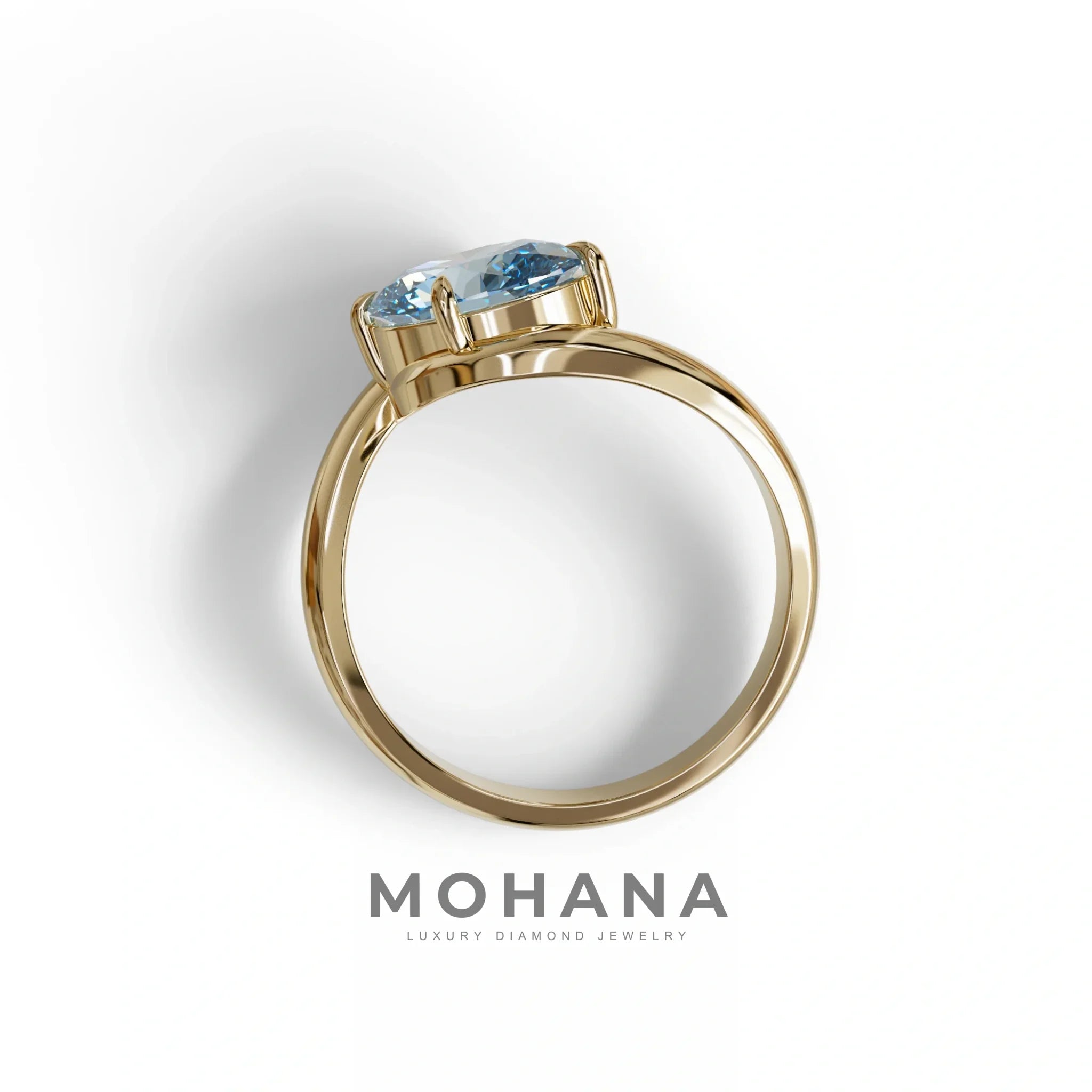 2 Carat Fancy Vivid Blue Oval Cut Lab Diamond Ring - Estella