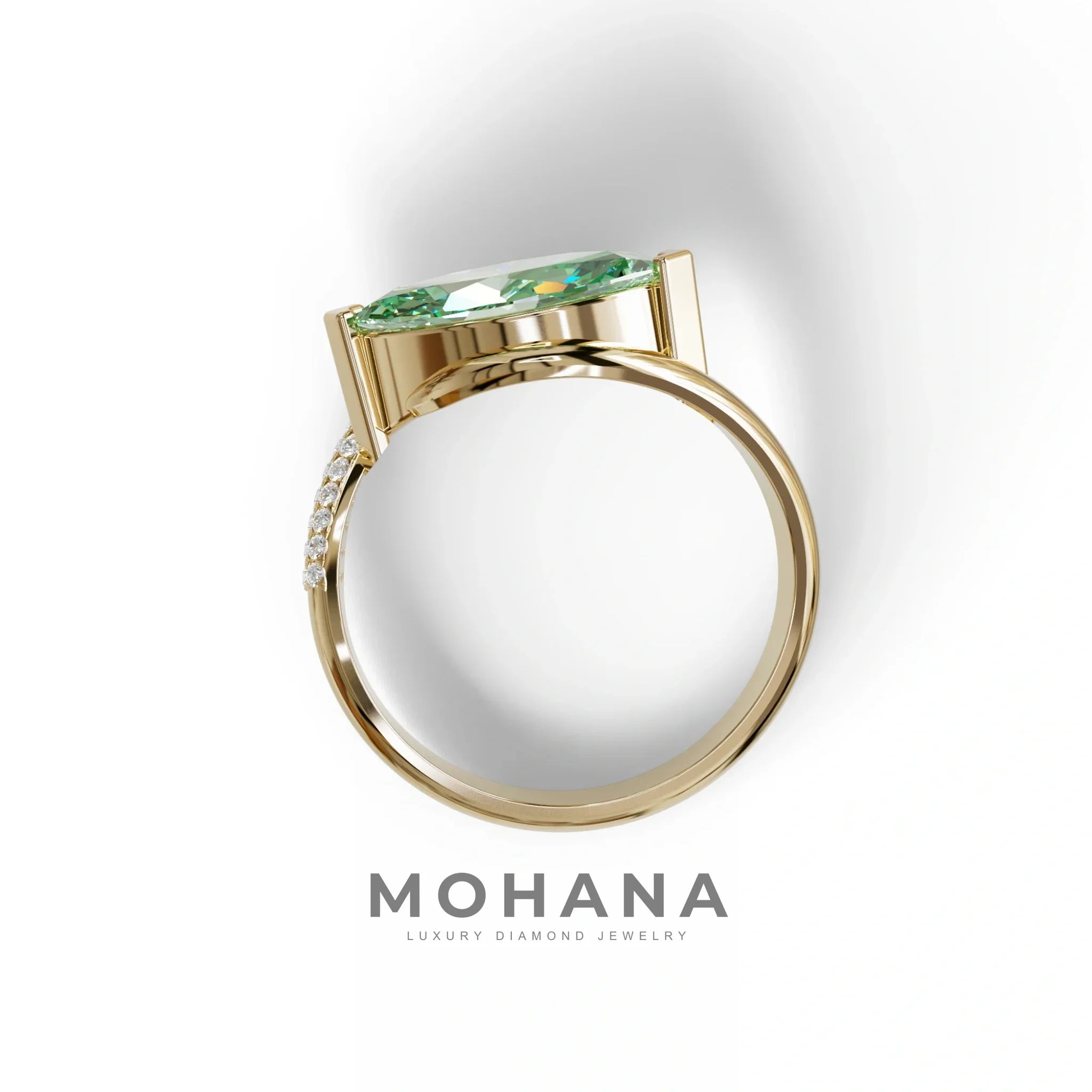 2 Carat Fancy Vivid Green Marquise Cut Lab Grown Diamond Engagement Ring - Maya