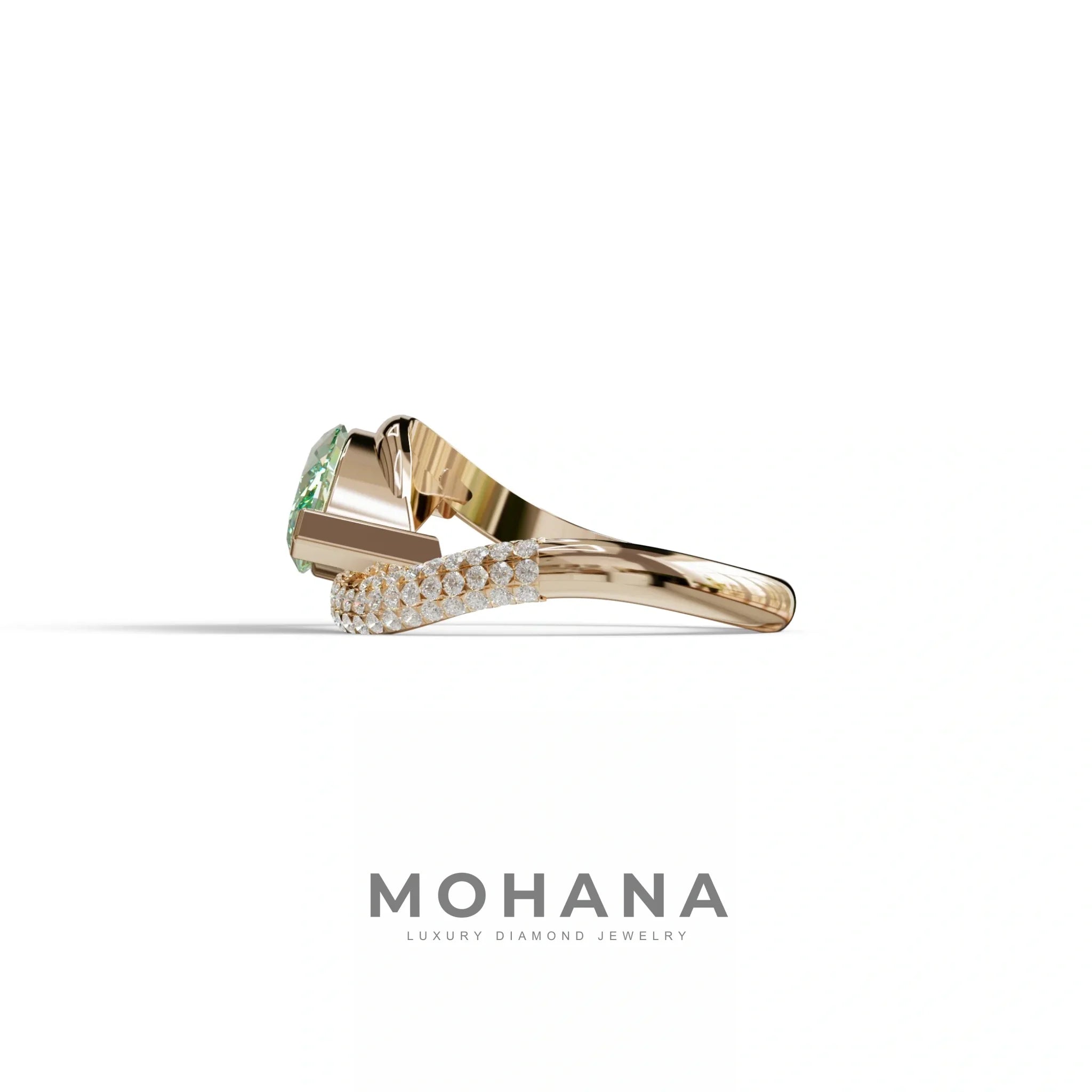 2 Carat Fancy Vivid Green Marquise Cut Lab Grown Diamond Engagement Ring - Maya