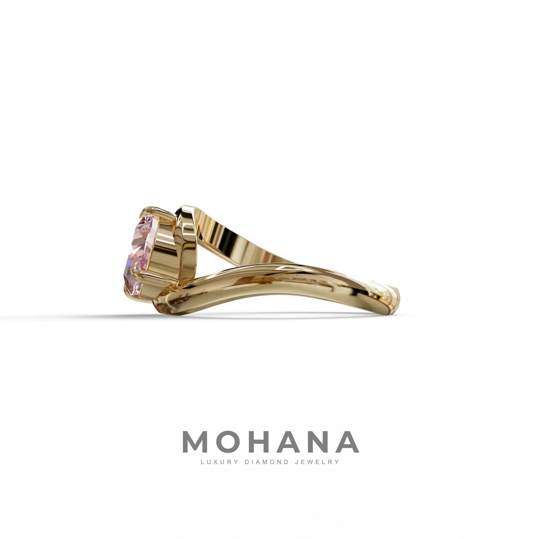 2 Carat Fancy Vivid Pink Oval Cut Lab Diamond Ring - Estella