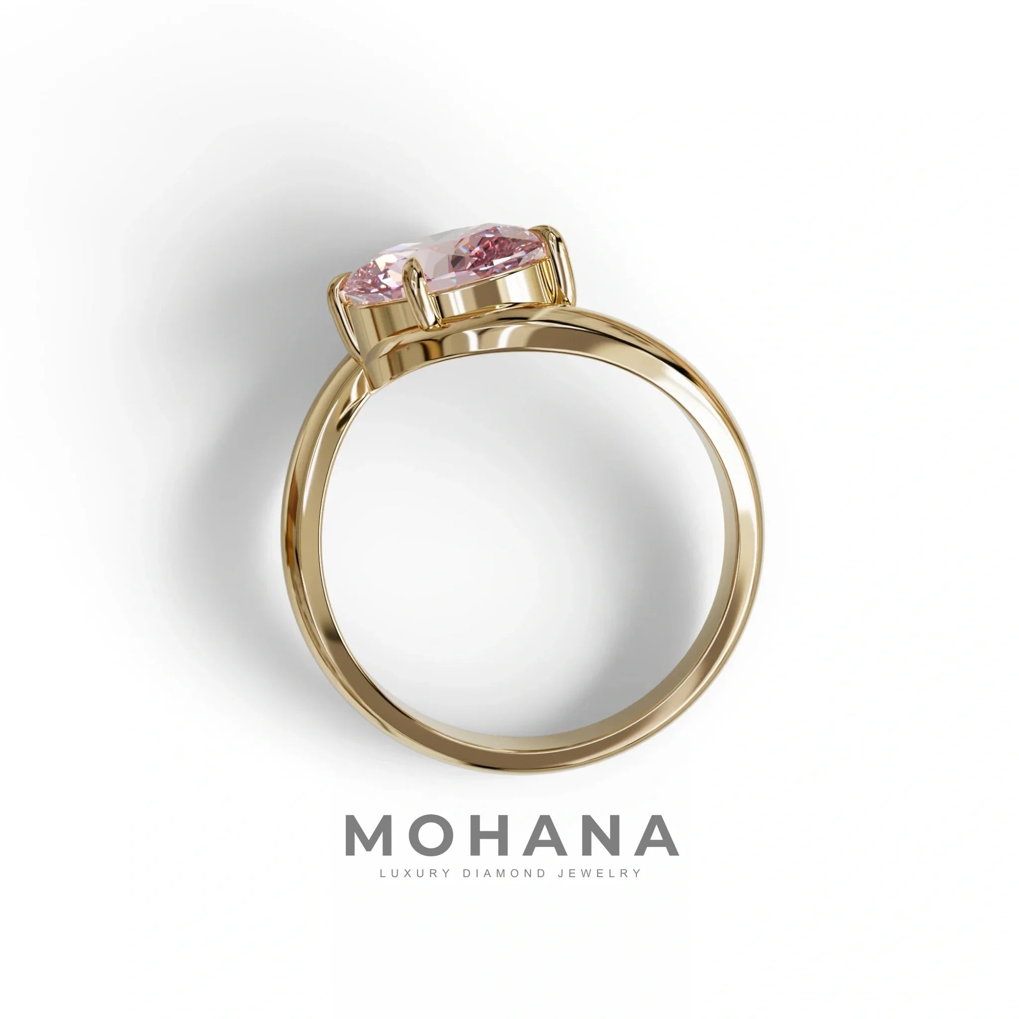 2 Carat Fancy Vivid Pink Oval Cut Lab Diamond Ring - Estella